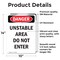 Signmission Unstable Area Do Not Enter Danger Sign, Vinyl Decal, 10in W x 14in L, 2PK OS-2PACK-DS-D-1014-V-2162 - alternate 4